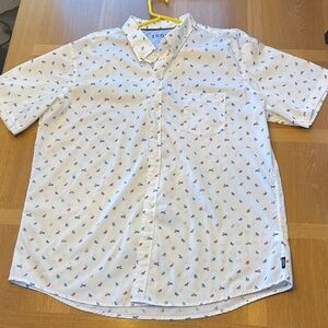 Izod Men's White Shirt with Colorful Pattern